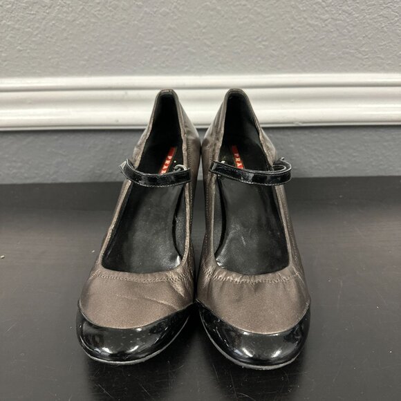 Prada Calzature Donna Mary Jane Heels Graphite Black Strappy Womens Size 39.5 - Picture 3 of 11